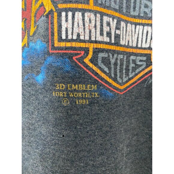 90s Harley Davidson 3D Emblem T-shirt Size XL Follow the Eagle Life Cycle CA - Picture 6 of 10